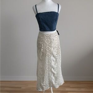 New lulus strappy denim cropped top